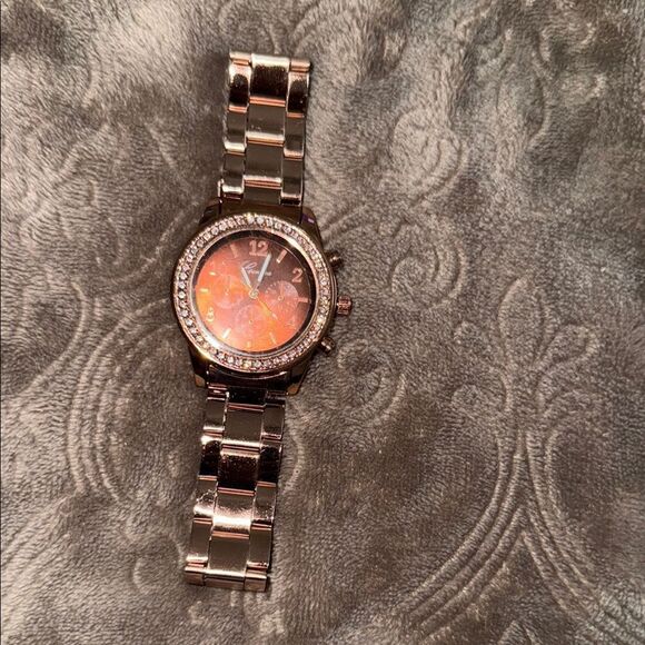 Geneva Rose Gold Women's Watch with Orange Dial - Picture 5 of 8